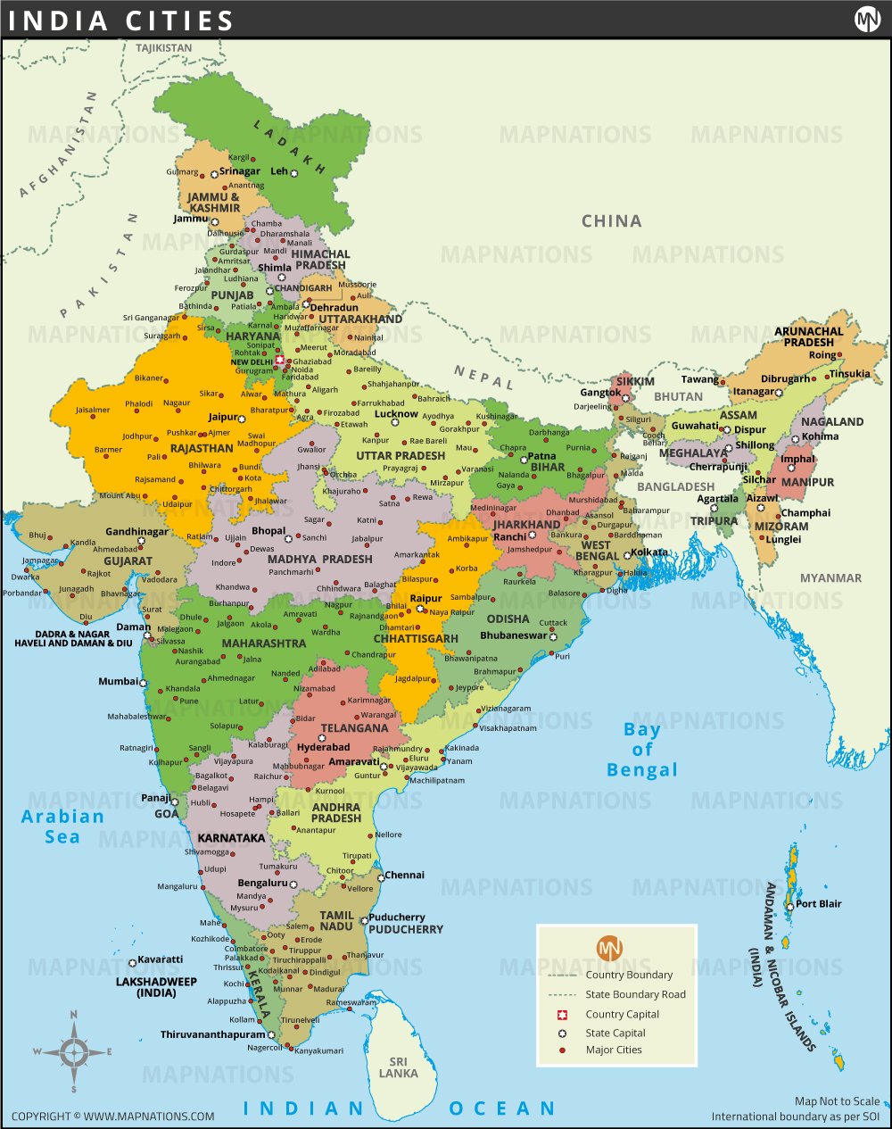 India Map with Cities