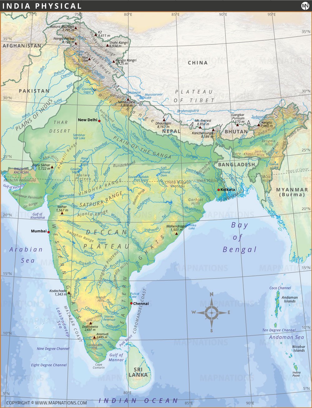 India Physical Map