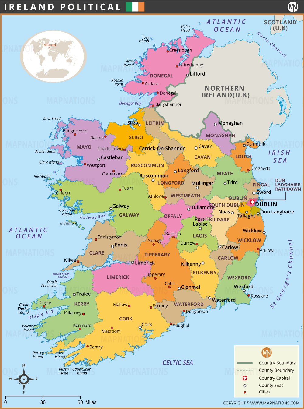 Ireland Political Map