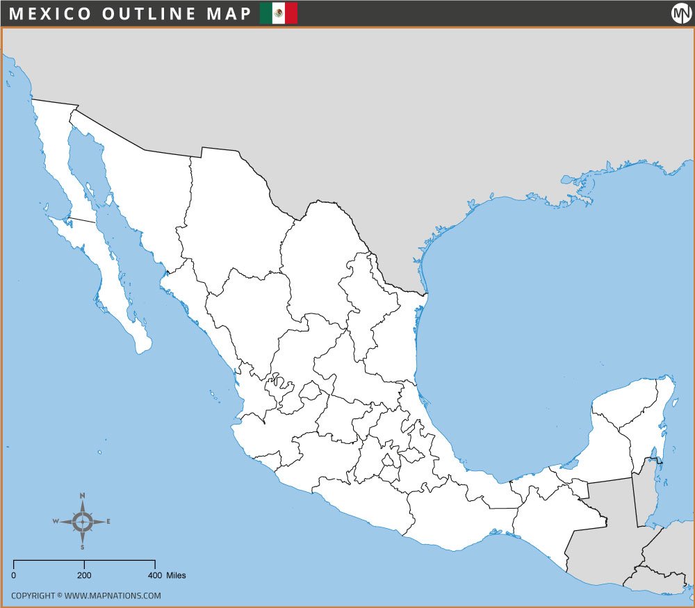 Outline Map of Mexico