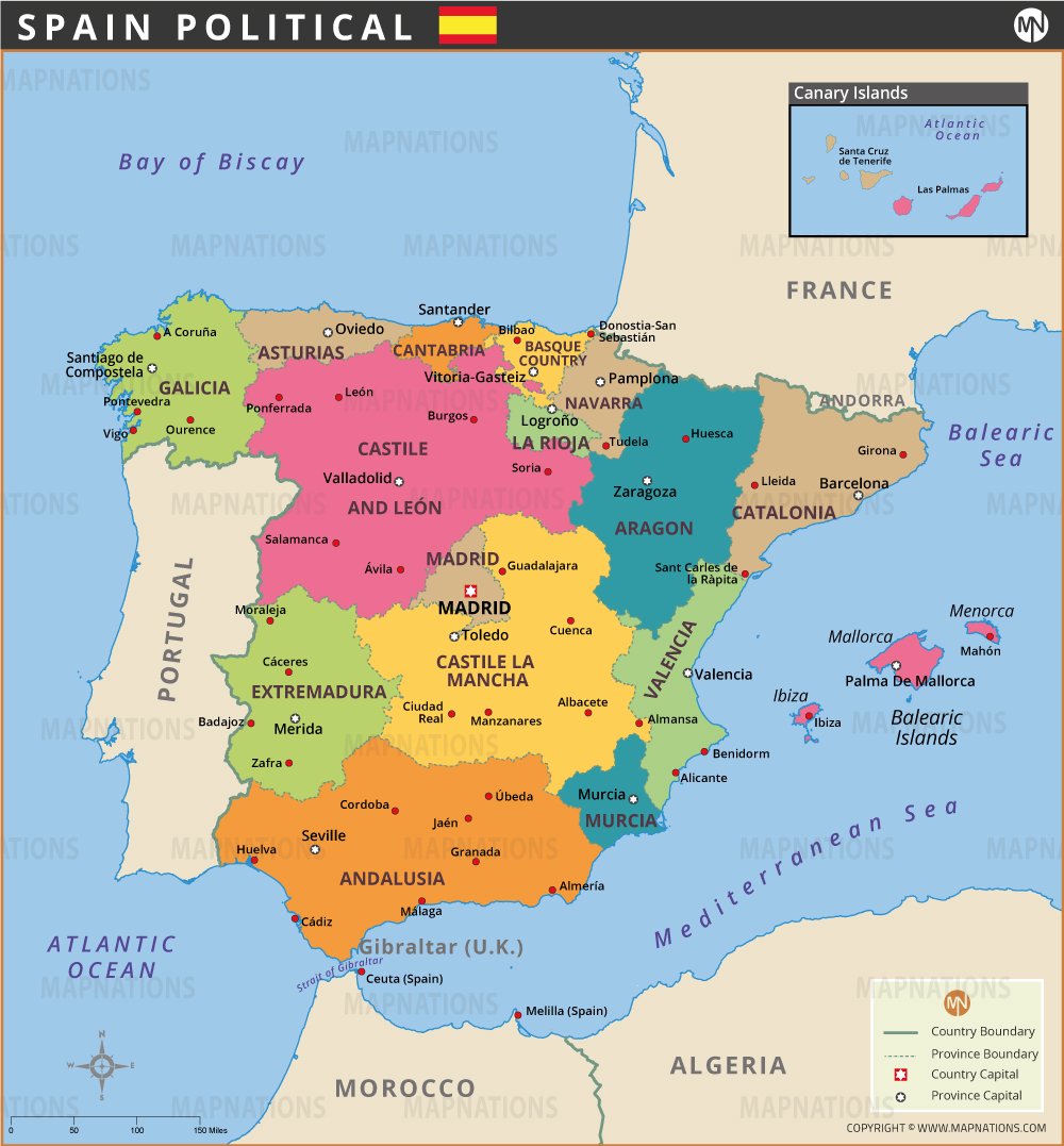 Political map of Spain