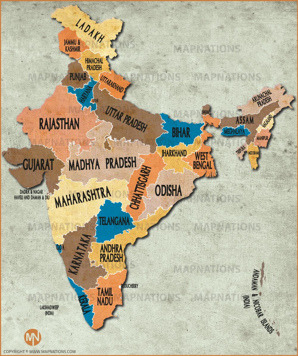 India Wall Decorative Map